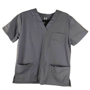 Dagacci Men's Scrub Top Size Small Gray Polyester Cotton